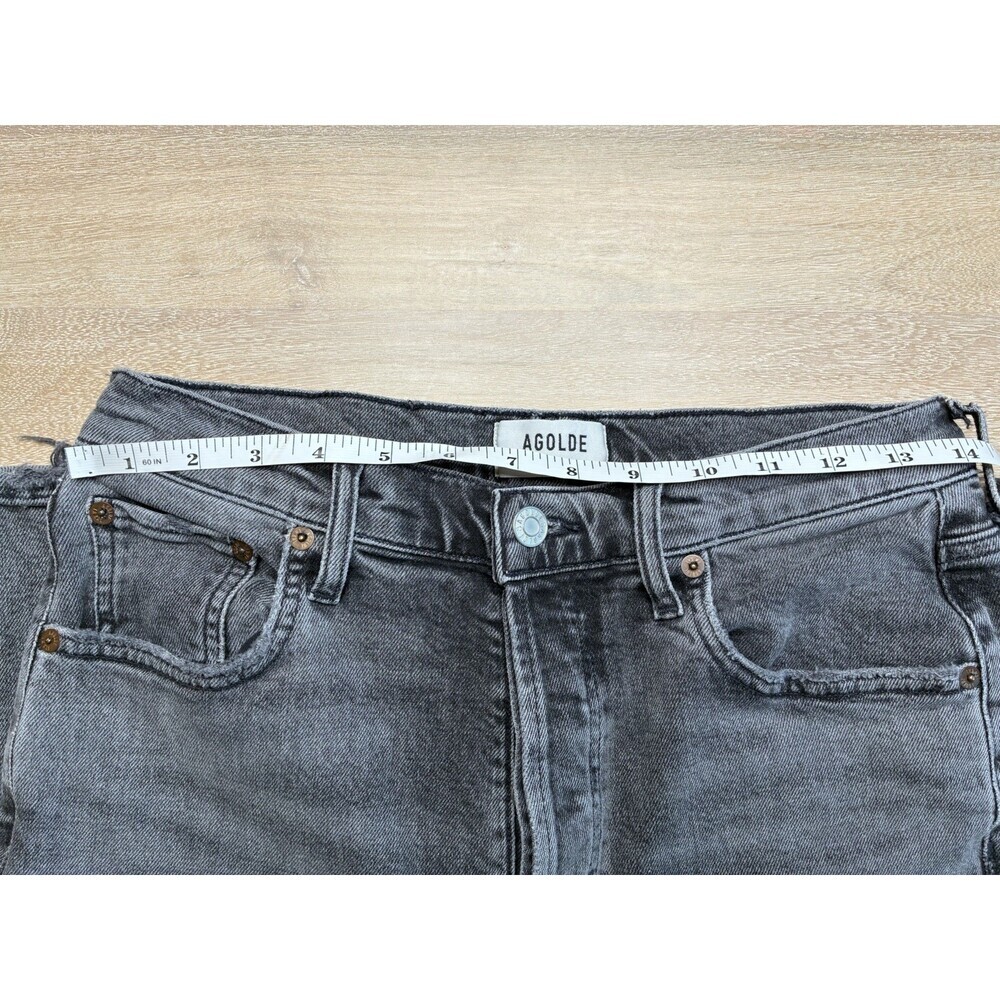 Agolde Riley High Rise Straight Crop Jeans in Century Washed Black Size 28 - Picture 10 of 10